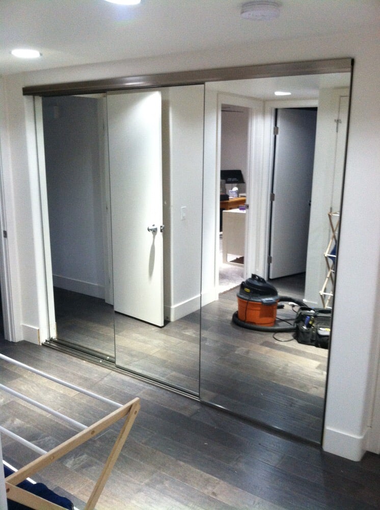 Frameless 3 Panel Triple Track Mirror Sliding Doors Yelp Photo Of Sliding Door Solutions Palm Desert Ca United States Frameless 3