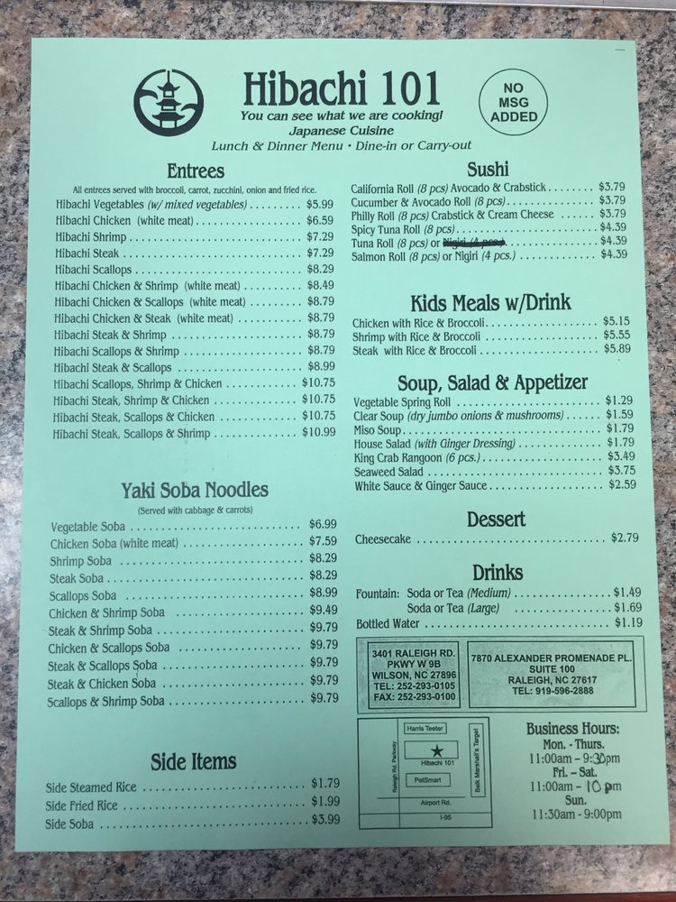 Hibachi 101 19 Reviews Japanese 3401 Raleigh Road Pkwy W, Wilson, NC Restaurant Reviews