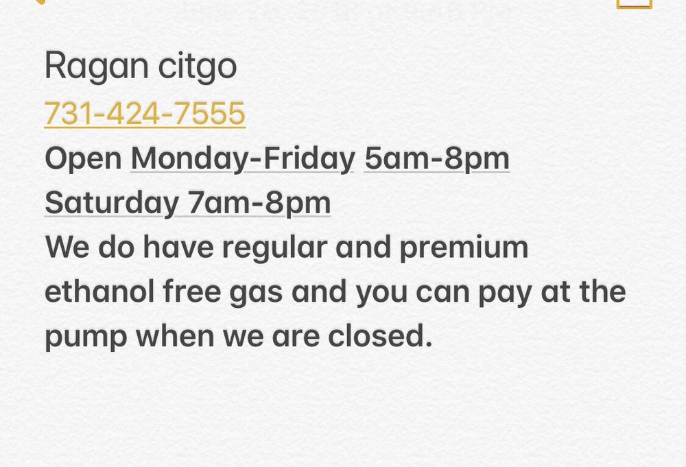 Ragan's citgo ethanol free gas