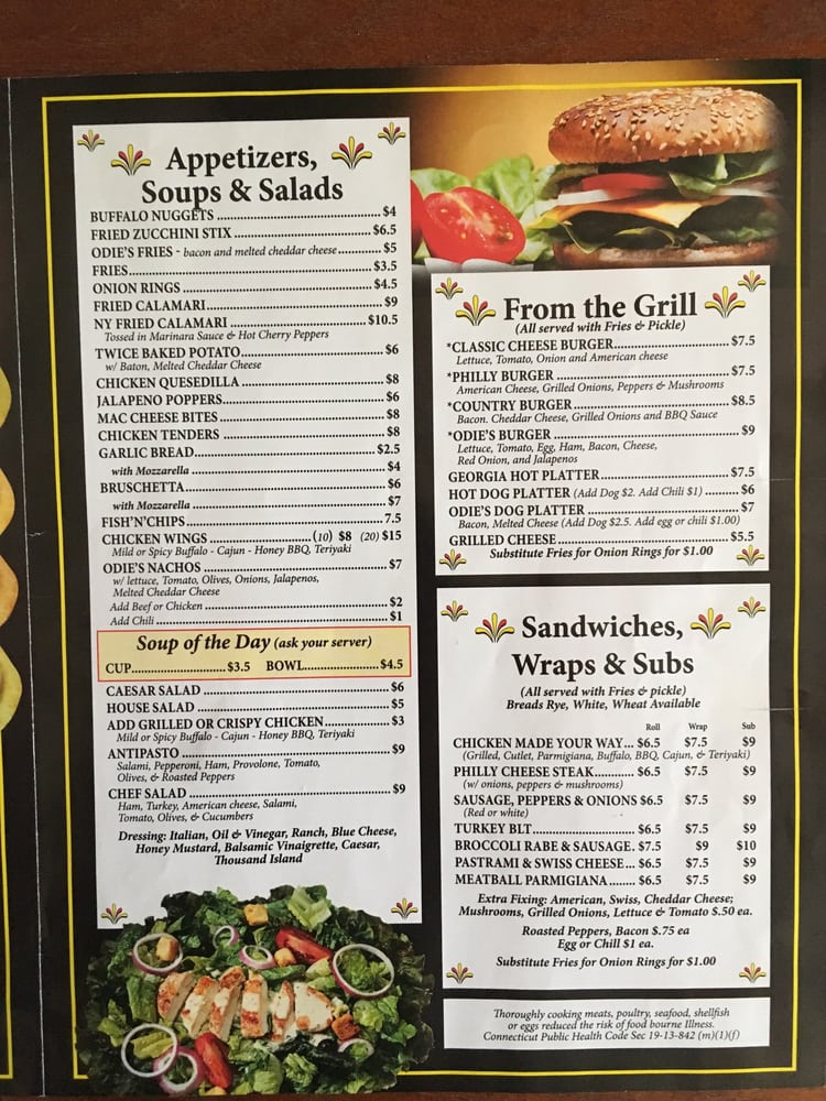 Online Menu of Odies Place Restaurant, Hamden, Connecticut, 06518 Zmenu