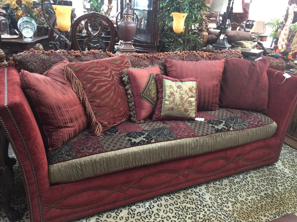 Drexel Heritage Sofa Red Suede Zebra Velvet Down Filled Ruched Photo Of Elephant Trunk Furniture Consignment Edmond Ok United States Drexel