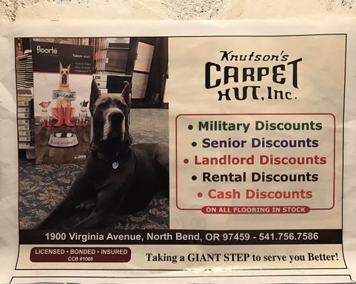 Knutson S Carpet Hut 1900 Virginia Ave North Bend Or Rug