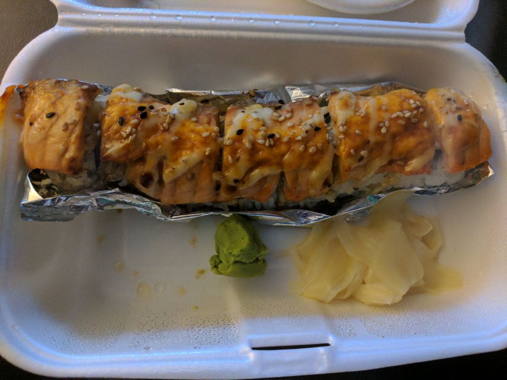 Baked Salmon Roll Delivered After 70 Minutes Cold And Dry It Fell Photo Of 77 Asian Kitchen North Hollywood Ca United States Baked Salmon