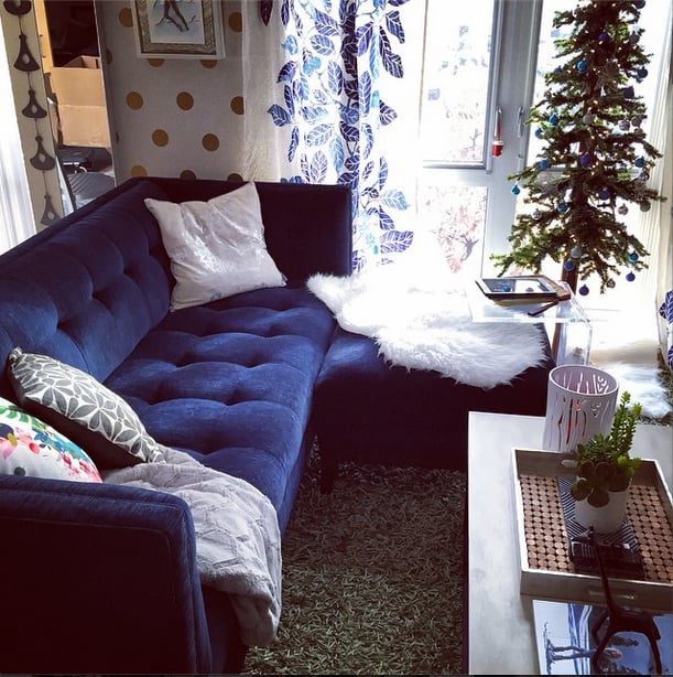 Stowe sofa and ottoman from Joybird in Bentley Indigo fabric