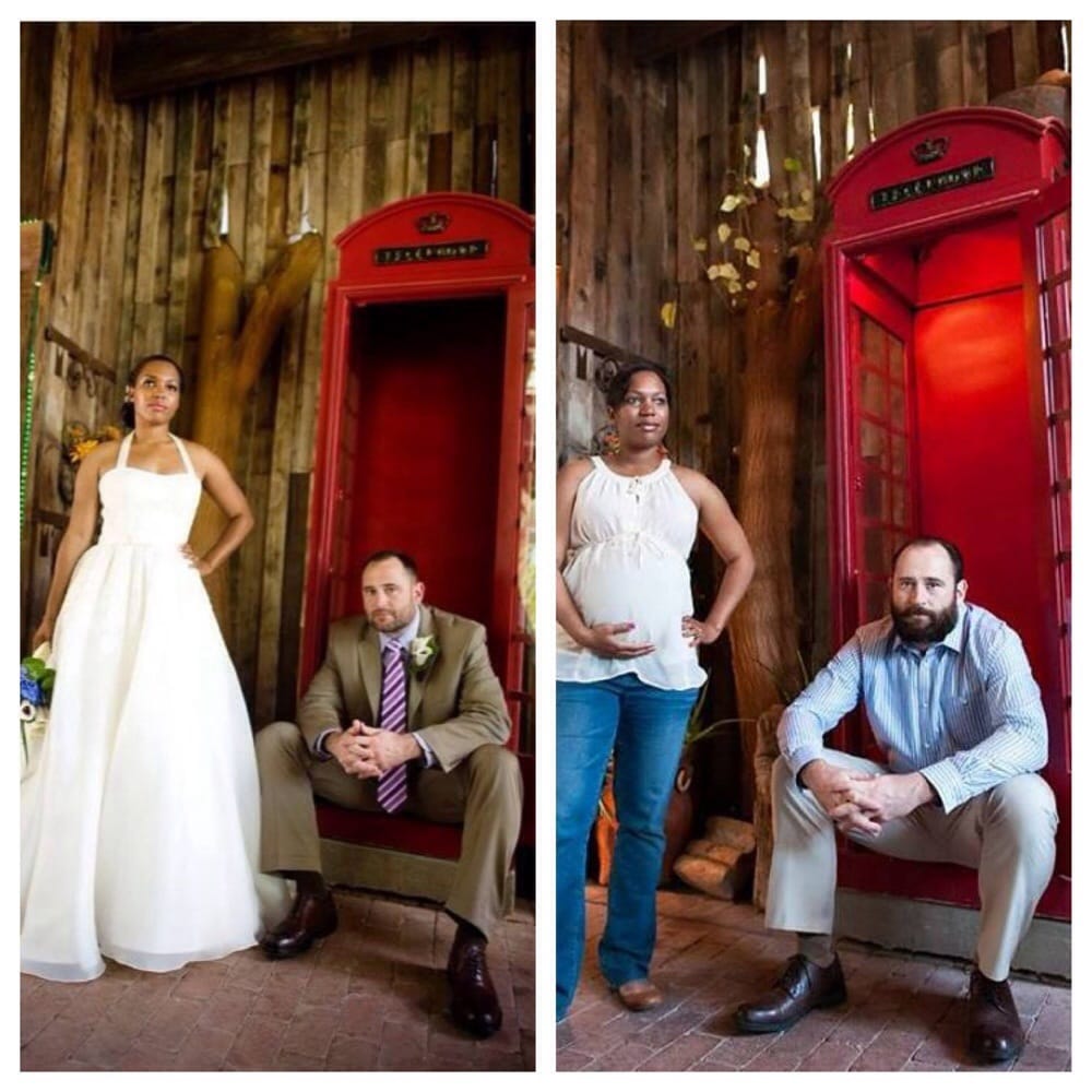 Wedding photo (left) and maternity photo (right). Yelp