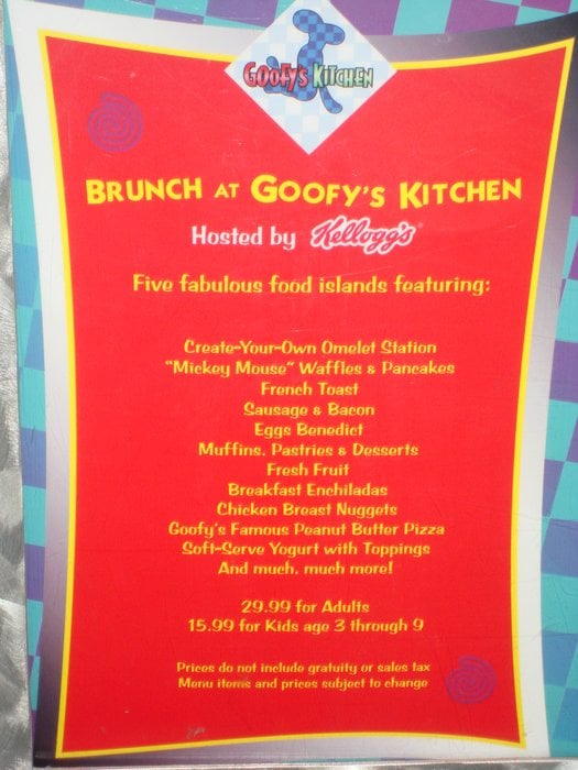 Goofy S Kitchen Dinner Prices Goofy S Kitchen Dinner Prices