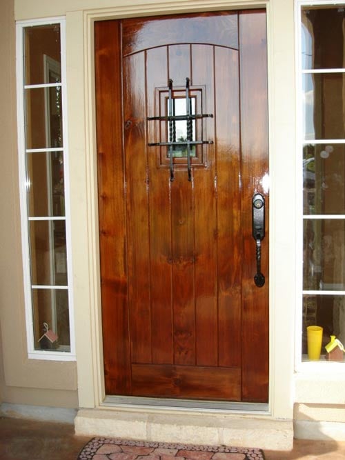 Front Door Alder Wood Refinish After English Chestnut Stain Photo Of Petrich Painting And Remodeling Austin Tx United States Front Door