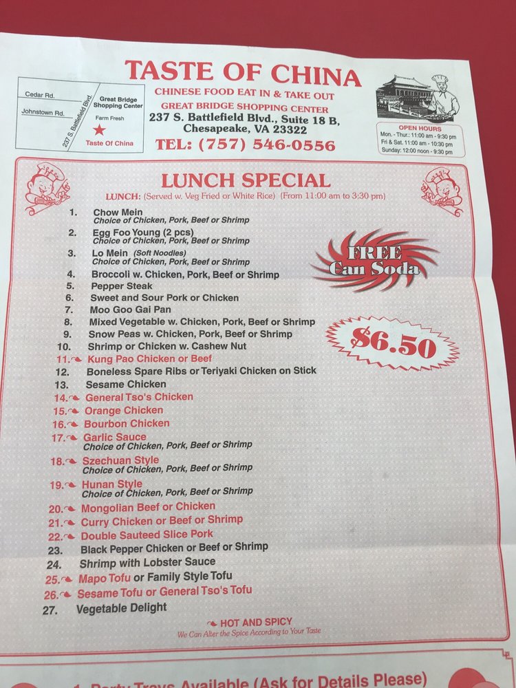 Taste of China (New) 13 Reviews Chinese 237 Battlefield Blvd S