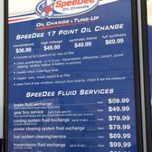 Speedee oil change cost Owning a SpeeDee Oil Change & Tune-Up automotive franchise can be a lucrative business, but it does have some initial financial requirements. To open a single tune ups, lubes, & oil related location, the company requires that potential franchisees have liquid assets of at least $,