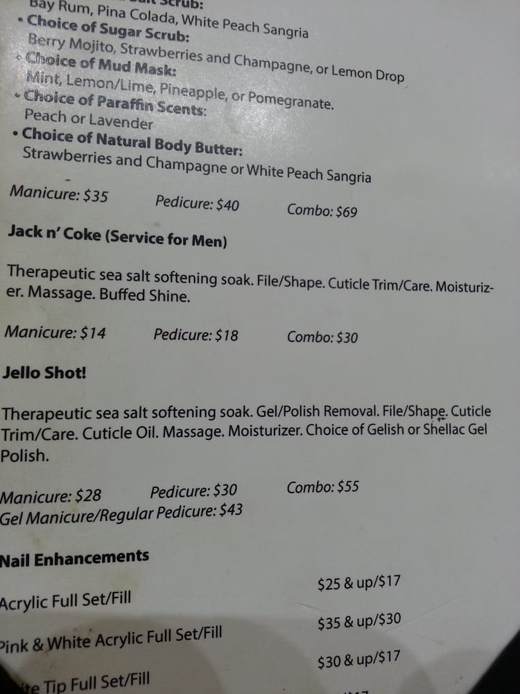 Prices From Their Menu Yelp Photo Of Laqué Nail Bar And Beauty Lounge North Hollywood Ca United States