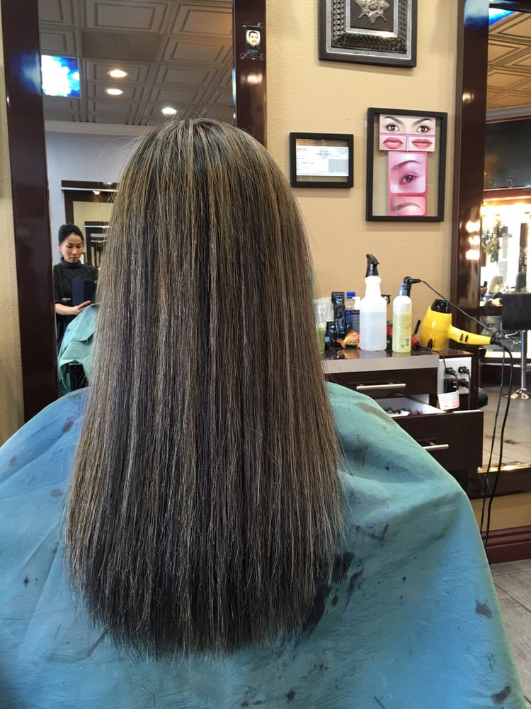 Super Fine Highlights On Dark Brown Base Yelp Photo Of Milan Hair Salon Westminster Ca United States Super Fine Highlights