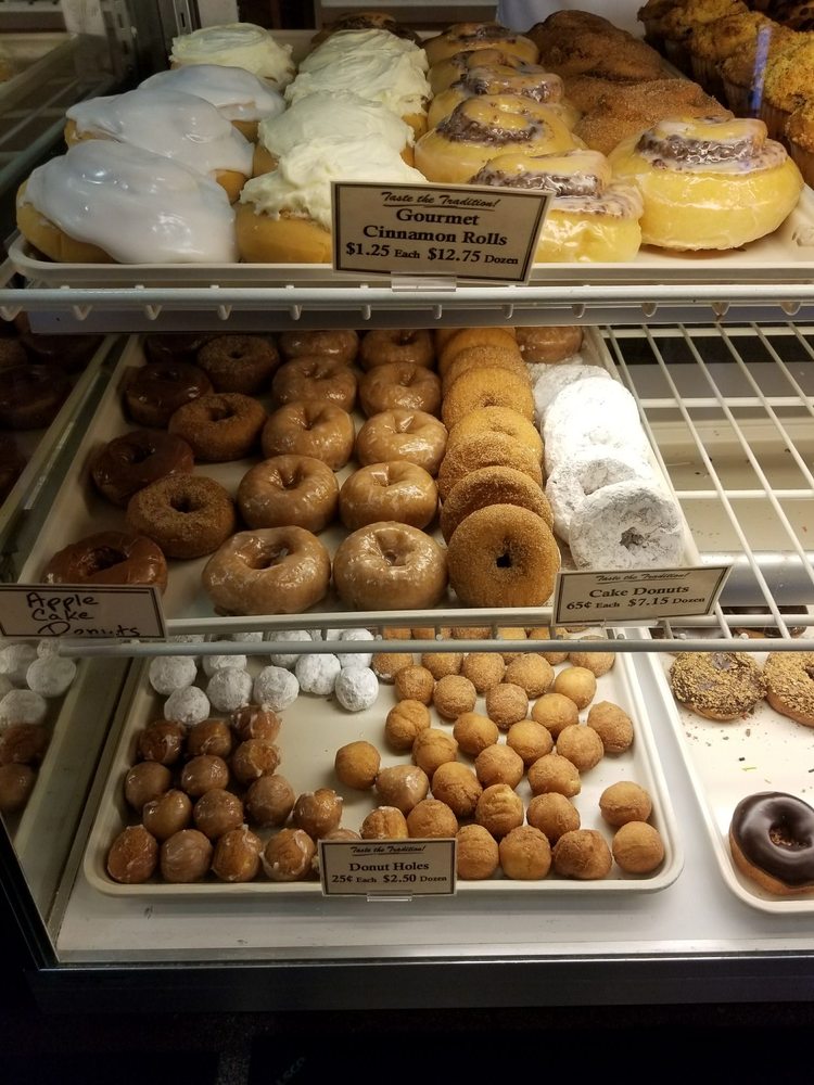 Gourmet cinnamon rolls, apple cake donuts, cake donuts
