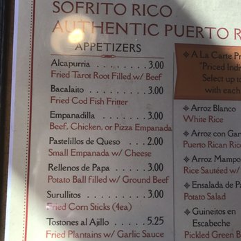 Sofrito Rico Restaurant Las Vegas Menu Sofrito Rico Restaurant Las Vegas Menu