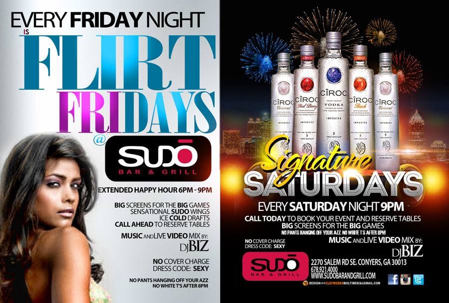 flirt fridays and signature saturdays every week yelp flirt friday flyer