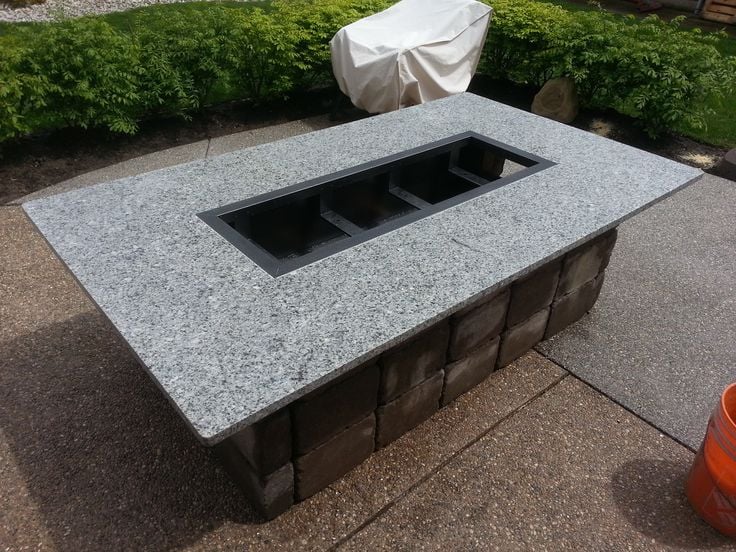 Granite Fire Pit In Azul Platino Yelp Photo Of Ideas Cabinets And Countertops Windsor On Canada Granite Fire Pit