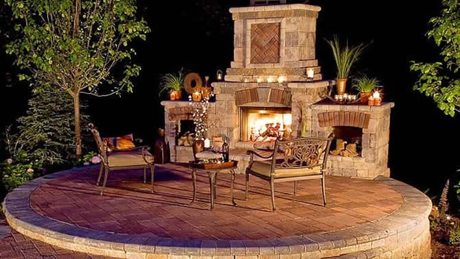 Unilock Tuscany Fireplace Wood Boxs. https://www.outdoorstonegallery.com/fire-pit---fireplace-kits.html - Yelp