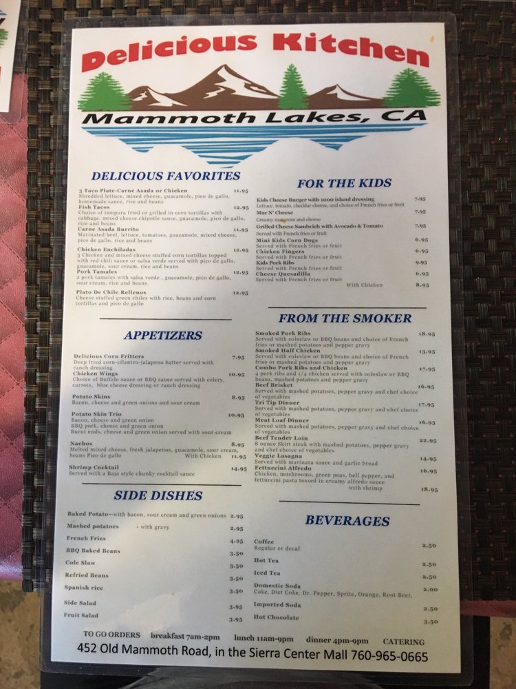 Delicious Kitchen Menu Mammoth Delicious Kitchen Menu Mammoth