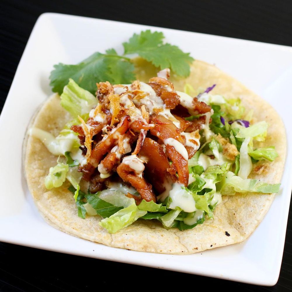 Chicken taco with house special wasabi mayo sauce - Yelp