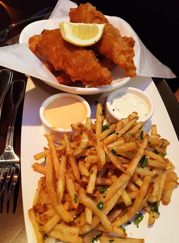 Fish and chips with truffle fries Yelp