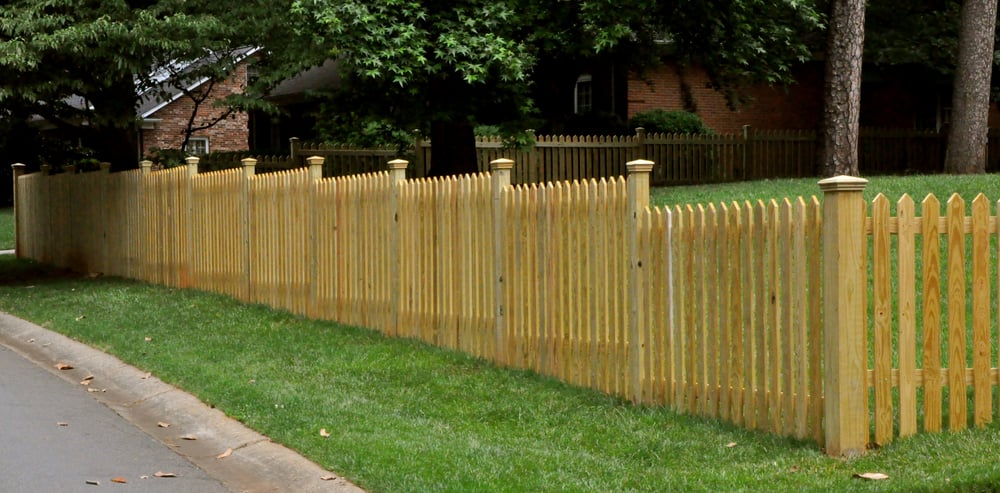 Custom Wood Pointed Picket W New England Cap Yelp Photo Of Champion Fence Builders Charlotte Nc United States Custom Wood Pointed