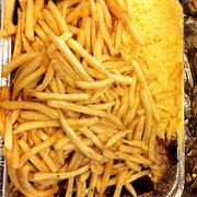 Ferry St. Barbecue - Newark, NJ, United States. Fully packed with rice & fries with juicy ribs & chicken. This is half order $14. Easily serves 4 people!