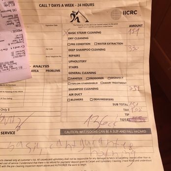 carpet cleaning receipt
