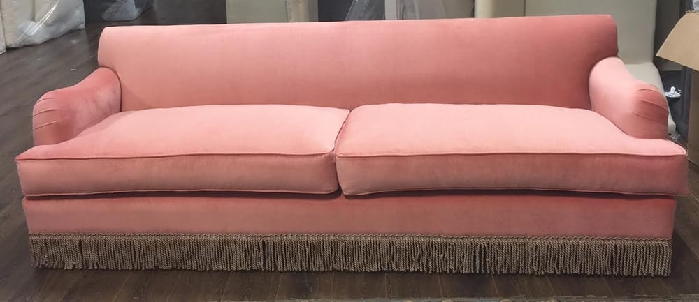 VINCENT tight back sofa with added fringe detail in a 