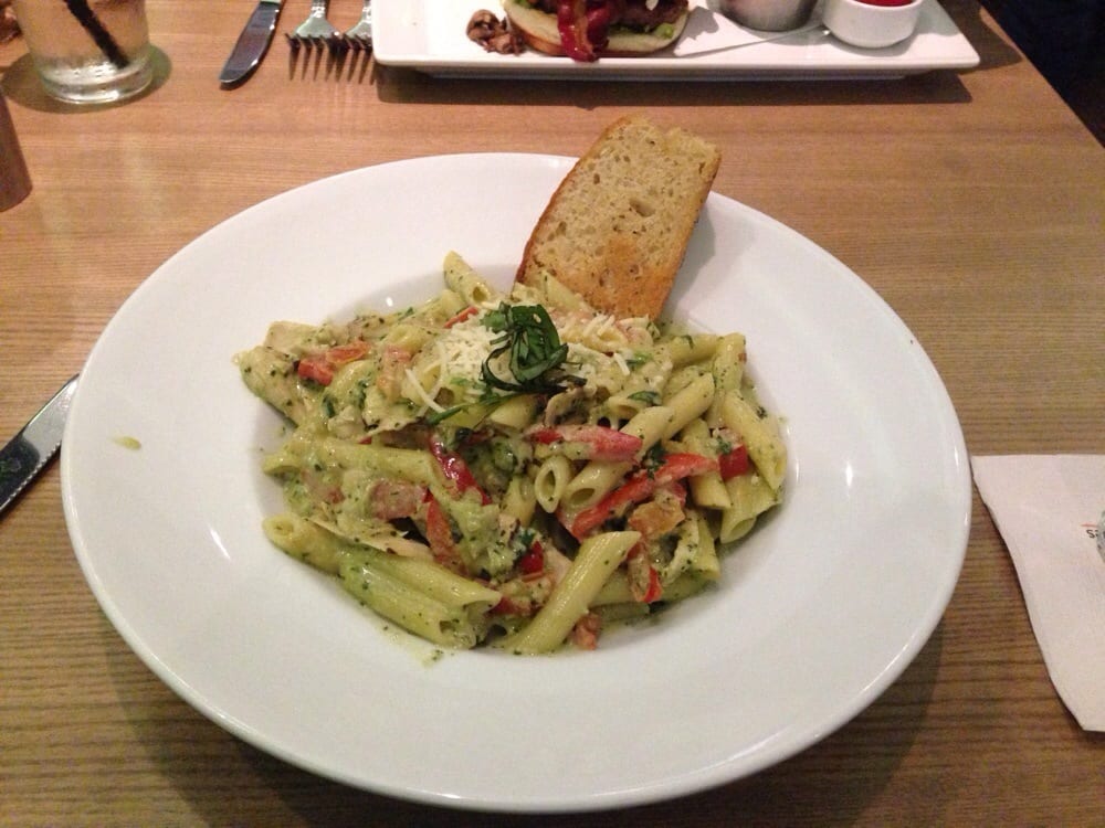 pesto chicken penne asiago milestones