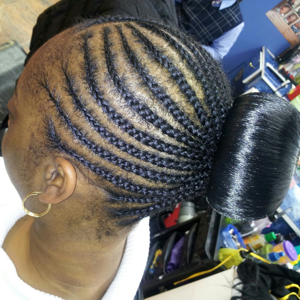 Cornrows into a Weave Bun Yelp