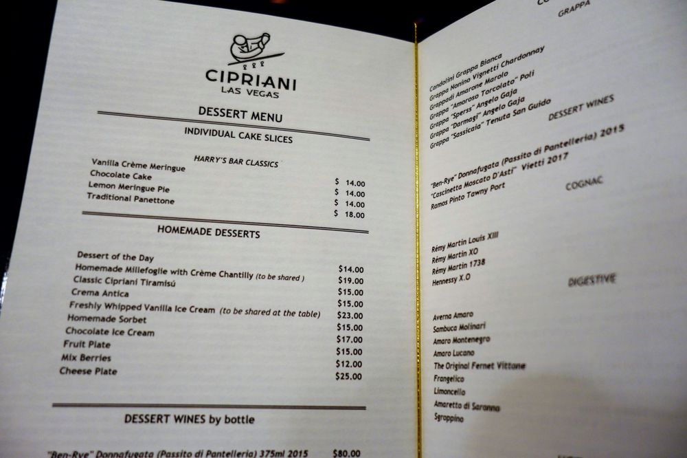 Online Menu Of Cipriani Las Vegas Restaurant Nevada Menu Of Cipriani Las Vegas Restaurant
