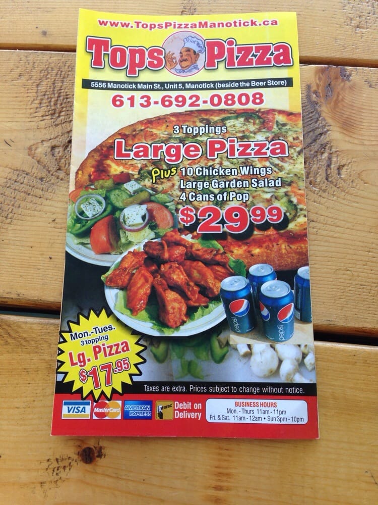 Tops Pizza Pizza 5556 Manotick Main St, Ottawa, ON Restaurant Reviews Phone Number Yelp