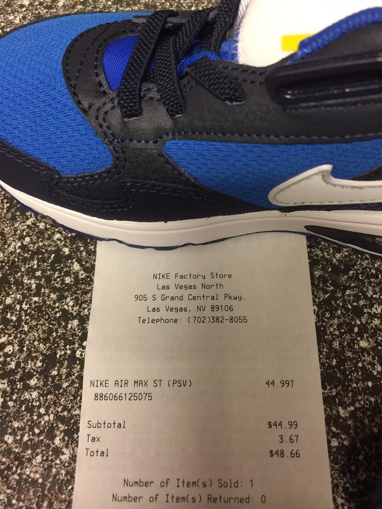 P O Of Nike Factory Store Las Vegas Nv United States 48 Dollars P O Of Nike Factory Store Las Vegas Nv United States 48 Dollars