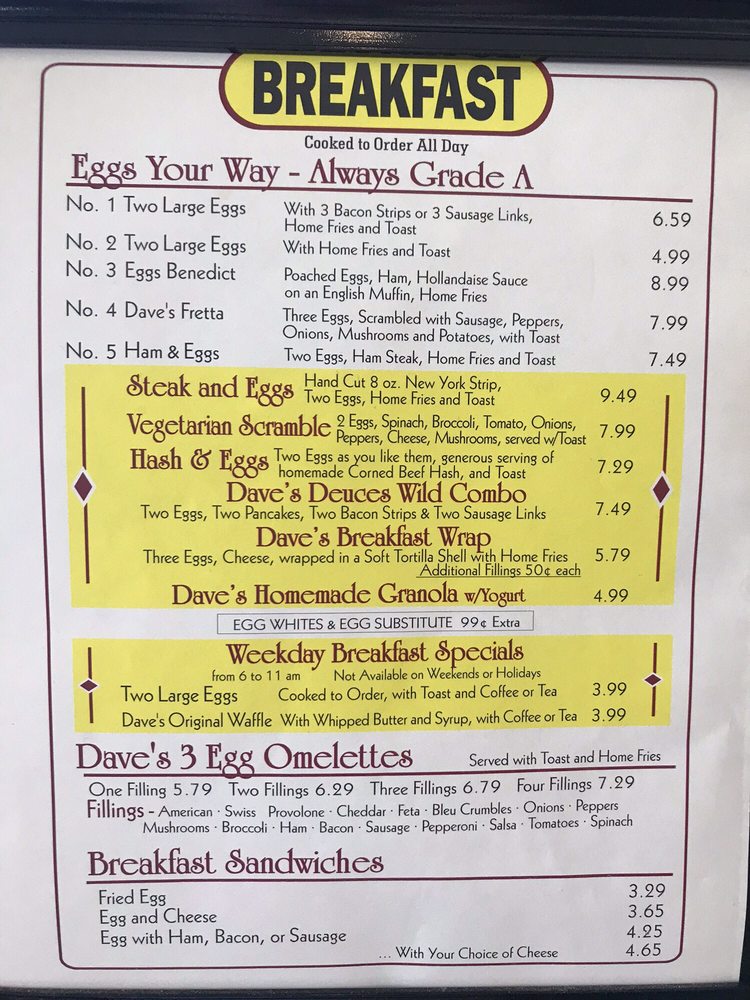 Online Menu Of Daves Diner Restaurant Manlius New York 13104