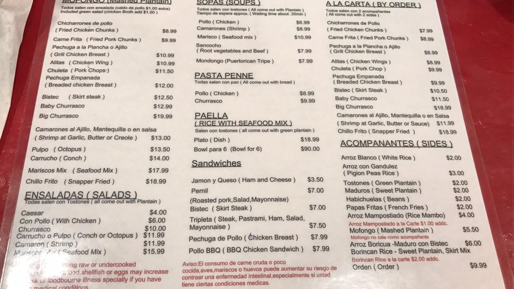 one of the menu pages from js el coqui is here yelp