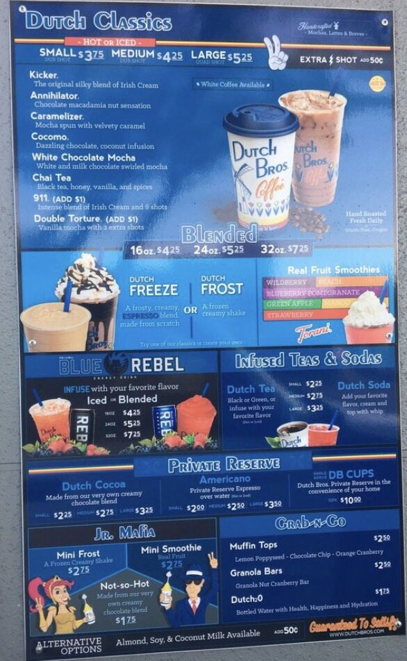 dutch bro menu