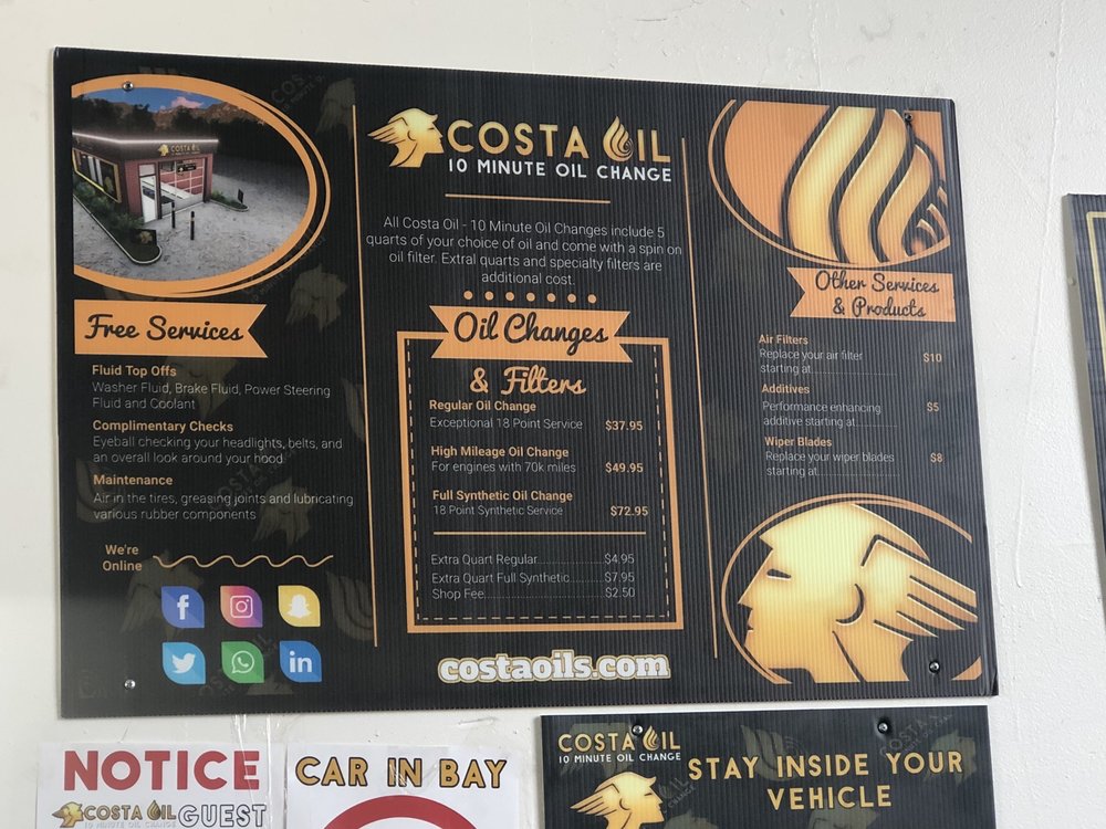 Costa Oil - 10 Minute Oil Change - Camp Hill