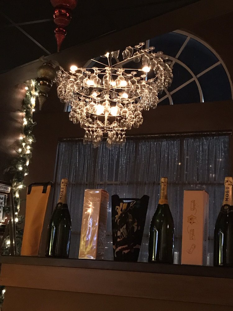 Their Win Glass Chandelier Lit By Edison Light Bulbs Yelp Photo Of 20nine Restaurant Wine Bar San Antonio Tx United States