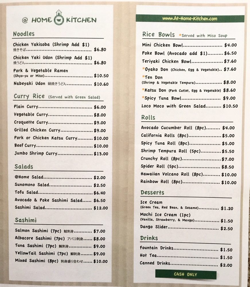 At Home Kitchen Gardena Menu At Home Kitchen Gardena Menu