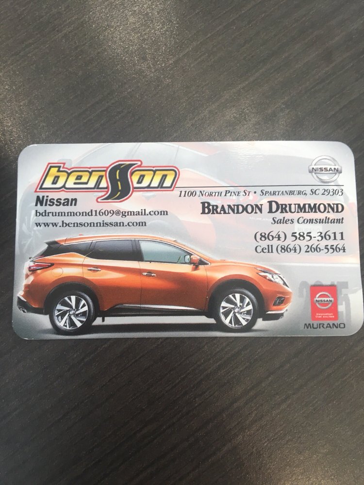Benson Nissan Car Dealers 1100 N Pine St, Spartanburg, SC Phone