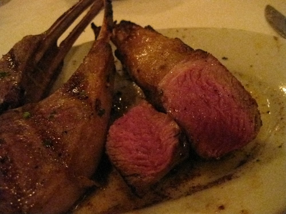 Medium rare Lamb Chops...look at that... Yelp