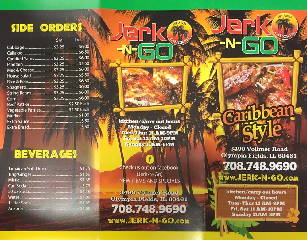 Online Menu of Jerk N Go Restaurant, Olympia Fields, Illinois, 60461