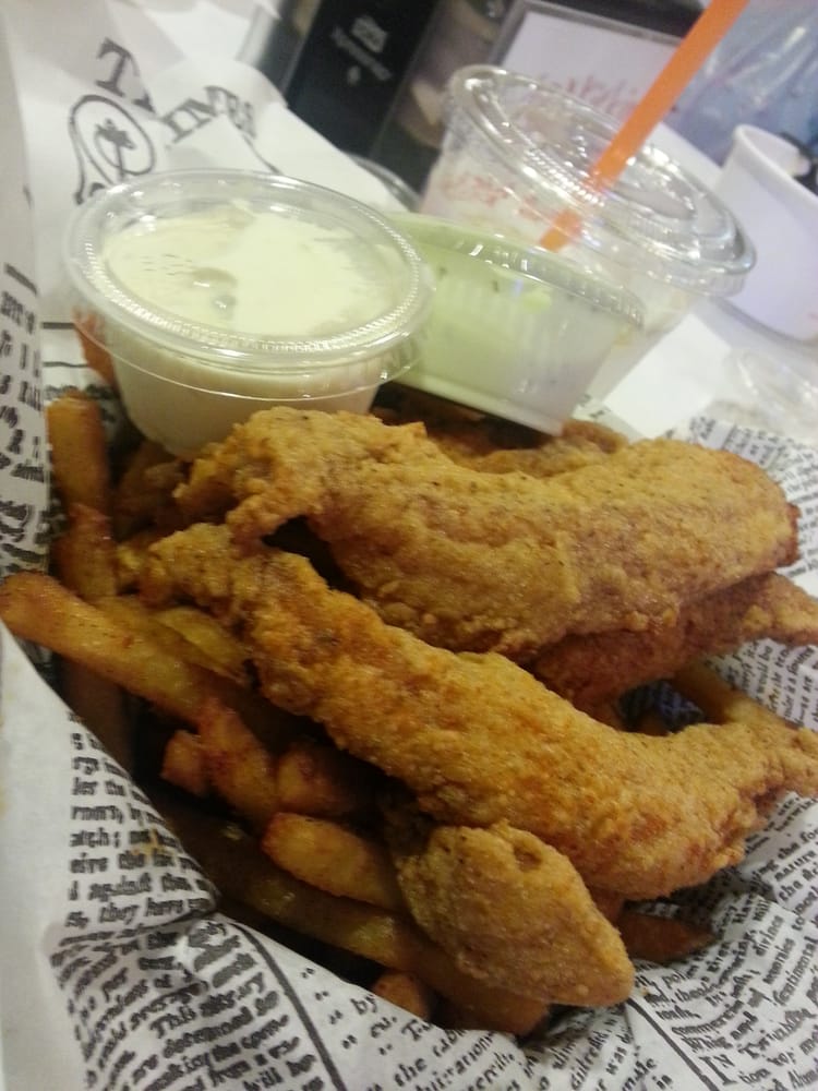 Catfish basket with tartar & cusabi sauce w/ mild fries = 9.95 Yelp