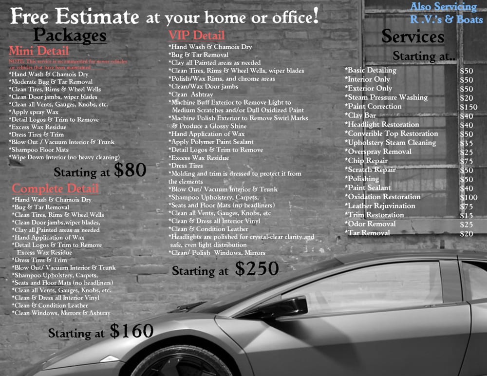 auto detailing business cards