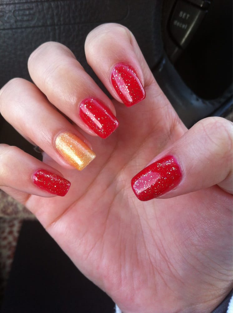 Got my 49er nails done for the super bowl. Shellac gel manicure 20 Yelp