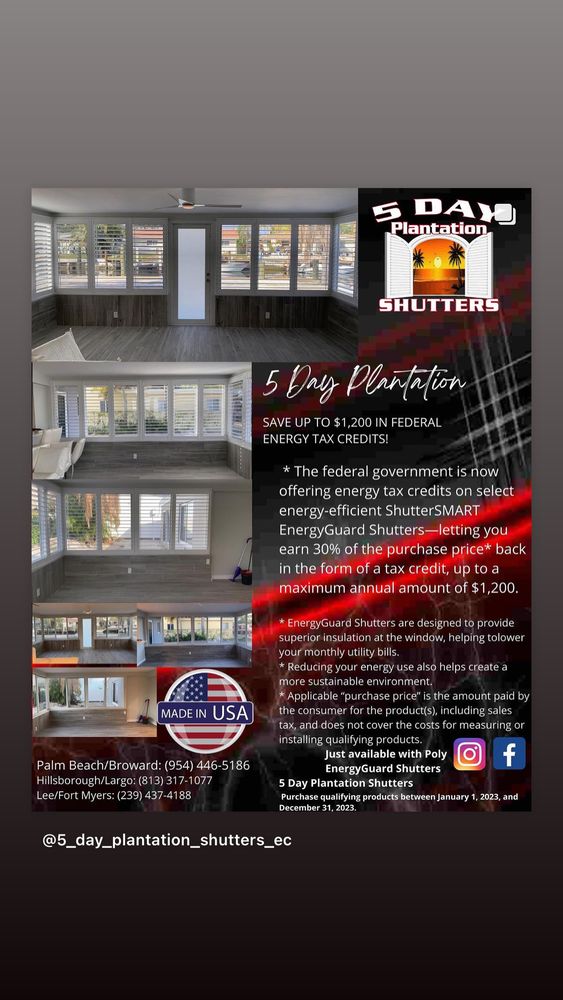 5 Day Plantation Shutters EC