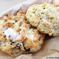 Photo of The Trails - Los Angeles, CA, United States. Buttermilk Scone (with Currants) and Savory Scone (with cheese and herbs)