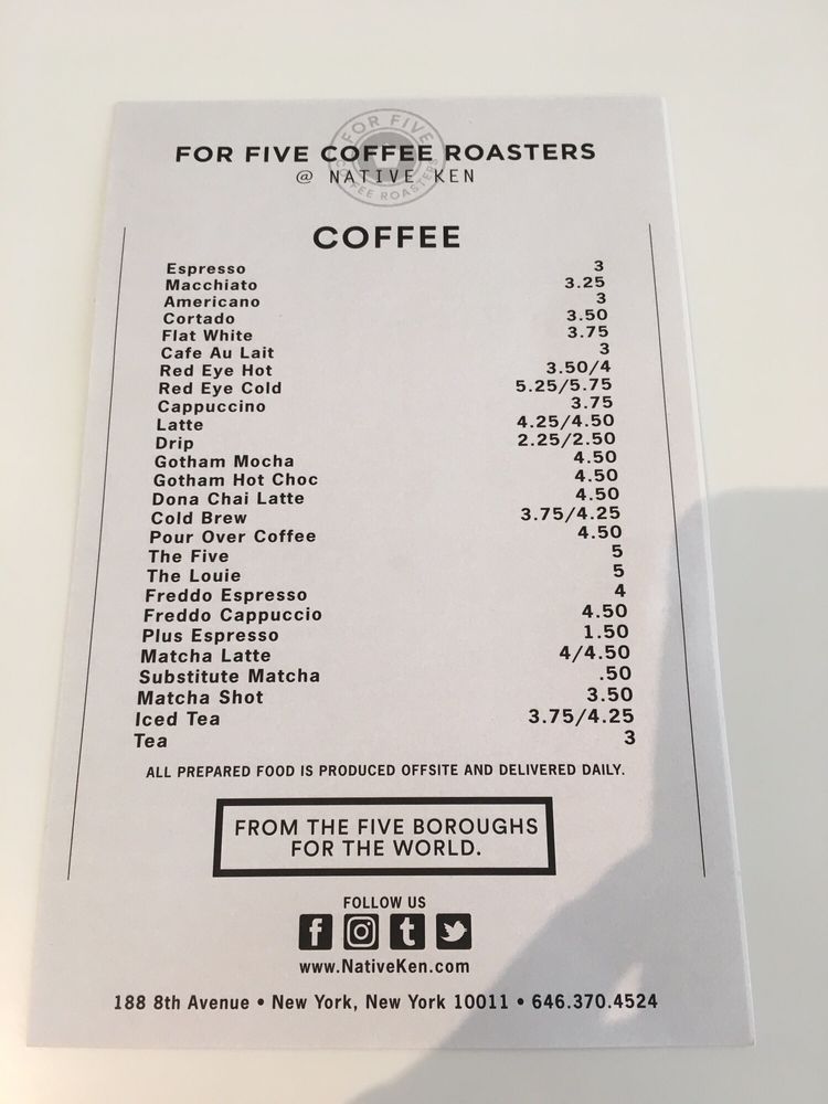 P O Of For Five Coffee Roasters New York Ny United States Drink P O Of For Five Coffee Roasters New York Ny United States Drink