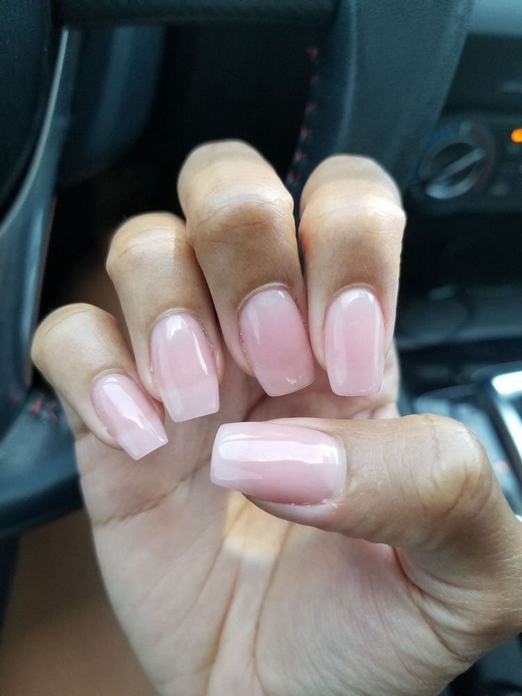 Nails By Ty He Used Pink Powder And Clear Gel Top Coat To Achieve Photo Of The Nail Lounge Miramar Fl United States Nails By Ty