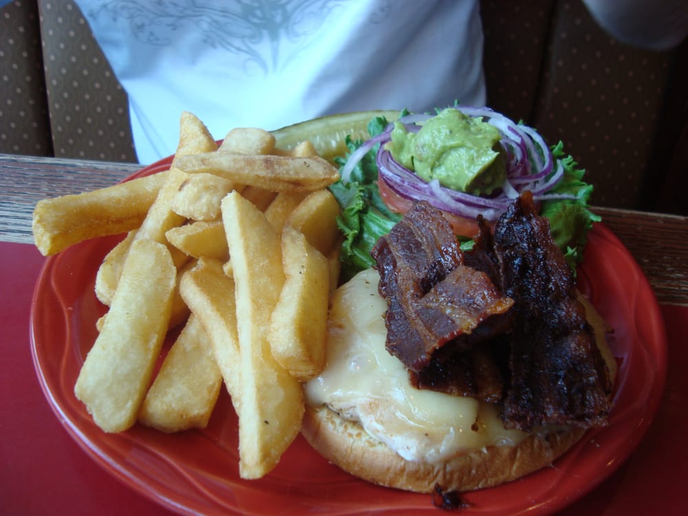 Holey Moley Guacamole En Burger With Endless Steak Fries Yelp Photo Of Billy Mchale S Restaurant Bellingham Wa United States Holey Moley Guacamole