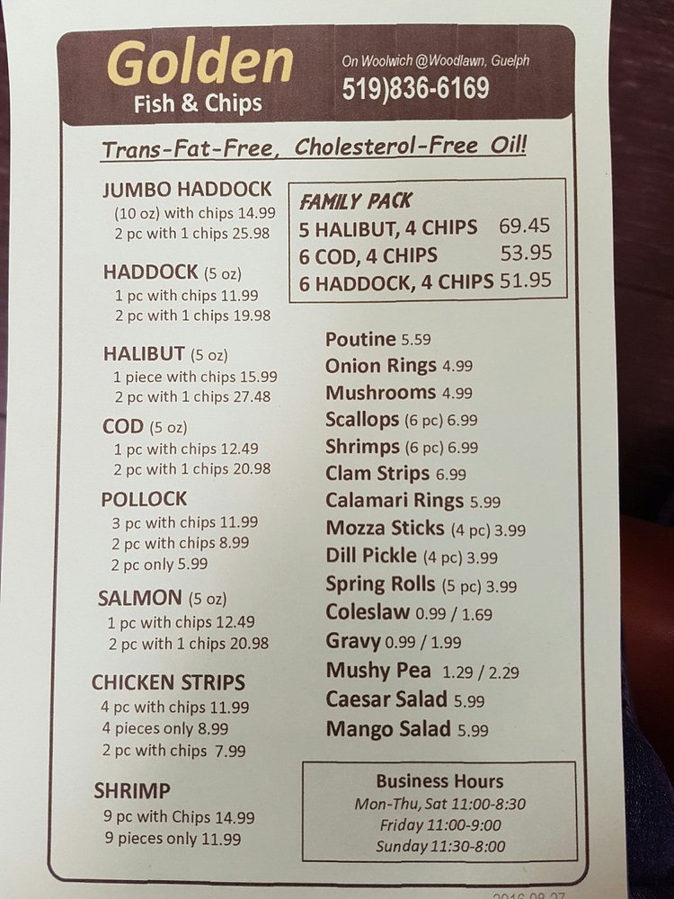Golden Fish & Chips Seafood 787 Woolwich Street, Guelph, ON, Canada